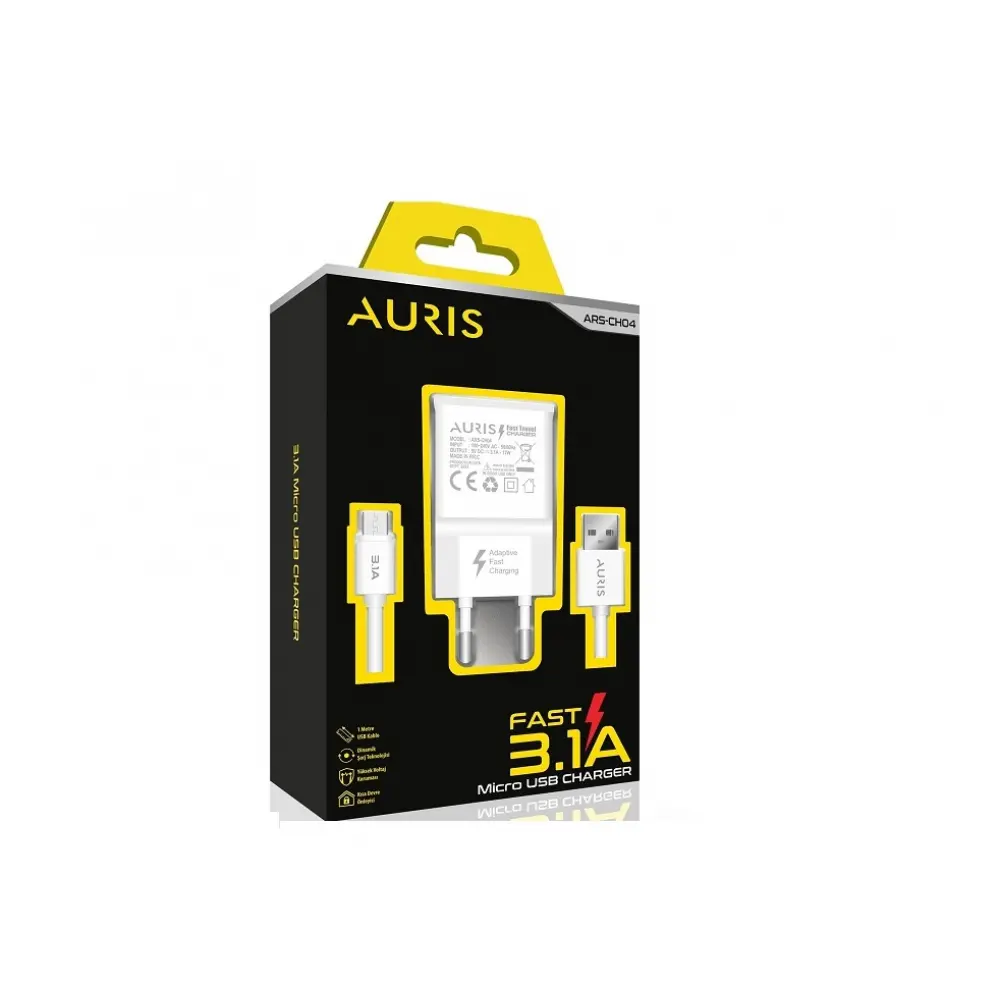 Auris CH04 Micro USB Şarj Seti 15W 3-1A Hızlı Şarj Adaptörü
